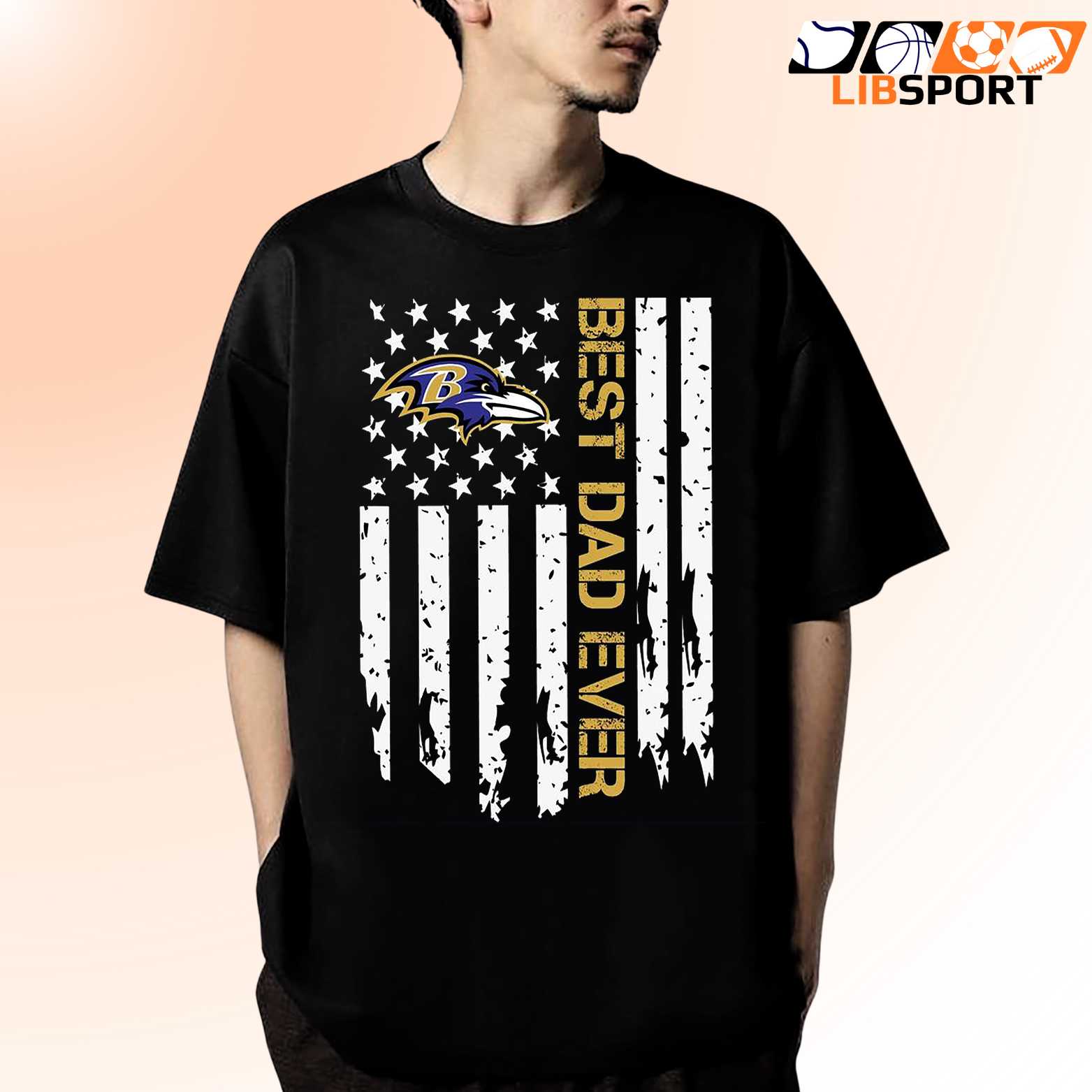 Baltimore Ravens Best Dad Unisex T Shirt, American Flag Football Tee